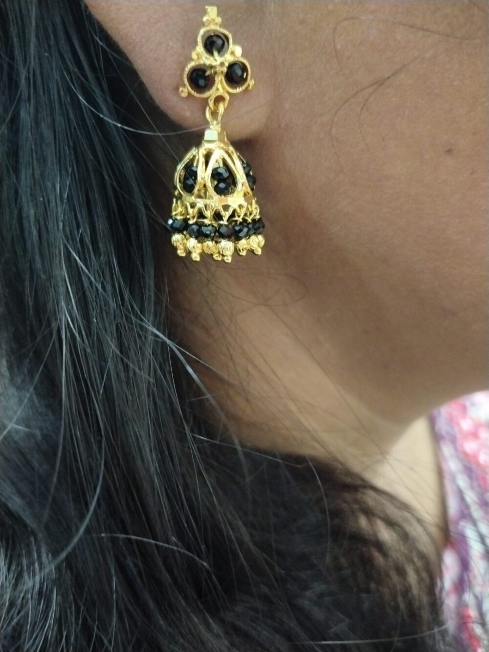 Gold-Tone Bead Jhumka Earrings – Traditional Ethnic Wear Jewelry for Women - Image 10