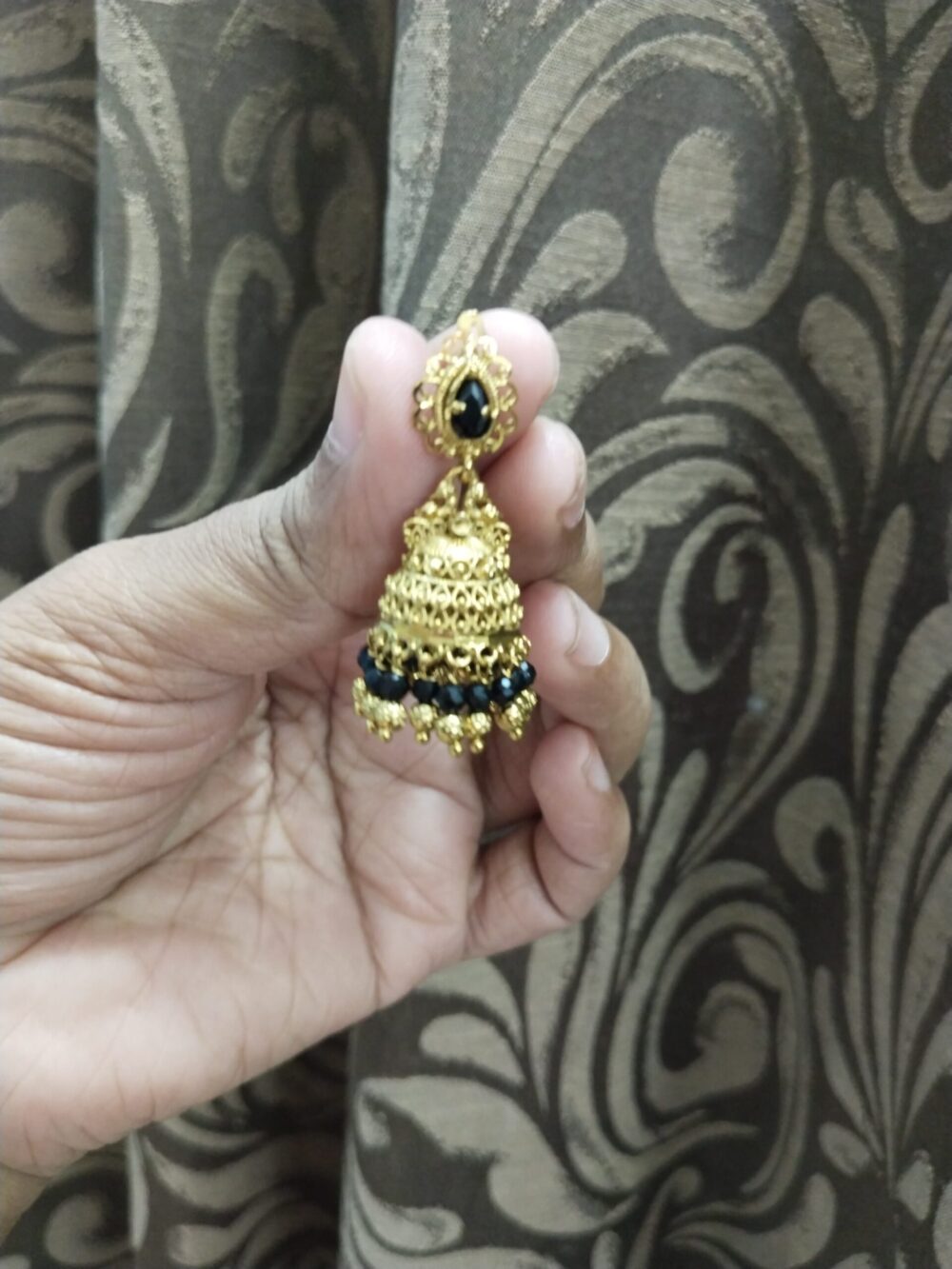 Gold Plated Jhumka Earrings with Stones – Traditional Indian Temple Jewelry for Women - Image 10