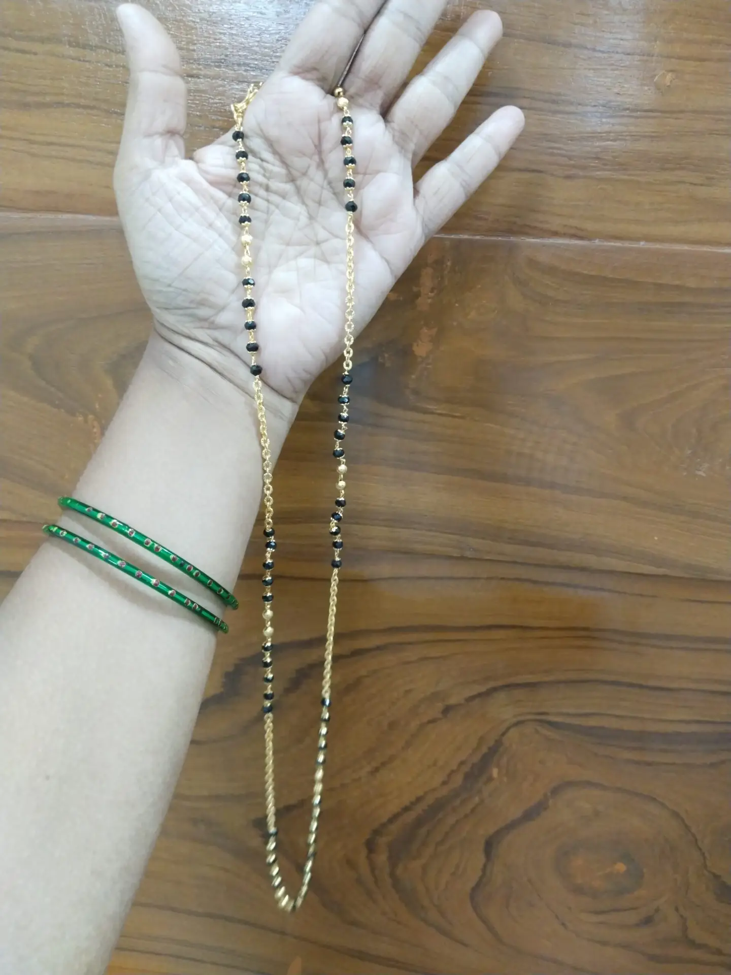 Elegant Gold-Plated Black Bead Mangalsutra Chain – Daily Wear Traditional Jewelry