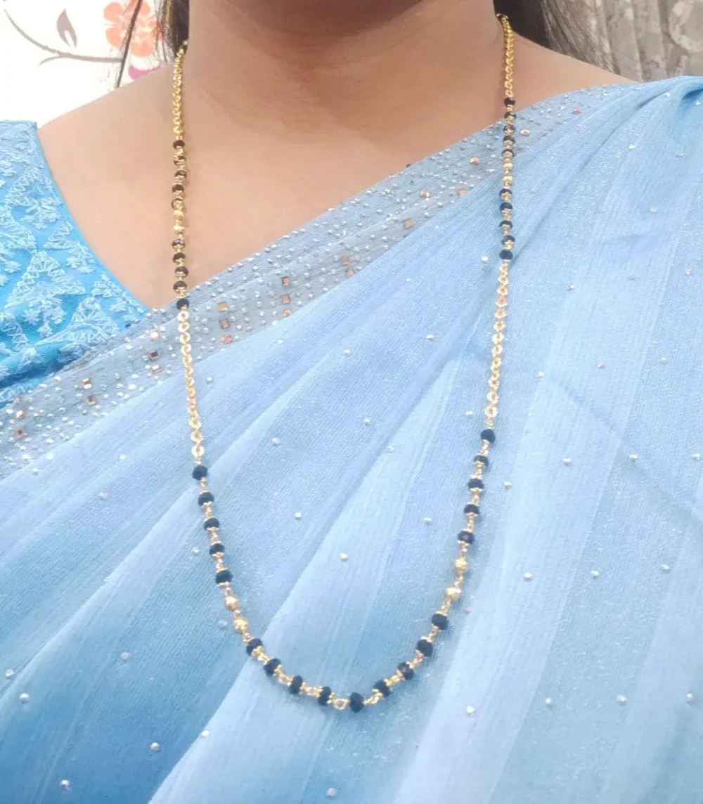 Elegant Gold-Plated Black Bead Mangalsutra Chain – Daily Wear Traditional Jewelry - Image 2